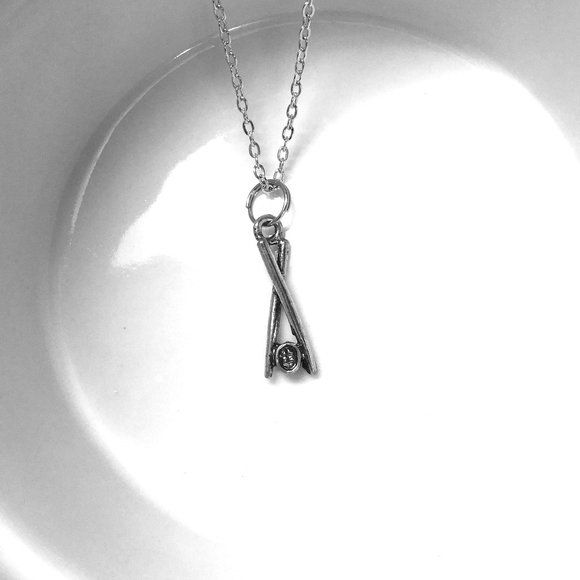 Tiny Miniature Chopsticks with tiny Sushi Charm Necklace - Picture 3 of 3